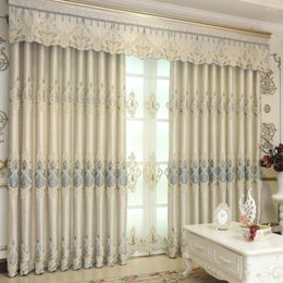 Curtain FYFUYOUFY High Quality European Style Embroidered Chenille Soft Feel Living Room Shading Cloth Tulle