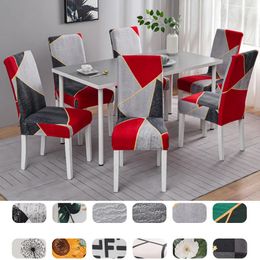 Chair Covers 1PC Geometric Spandex Stretch Dining Room Seat Cover Elastic Protective Case for Restaurant Wedding Banquet 231116