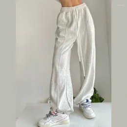 Women's Pants QWEEK Grey Jogger Women Hip Oversize Baggy Sweatpants Harajuku Solid Trousers Korean Dongdaemun 2023 Autumn