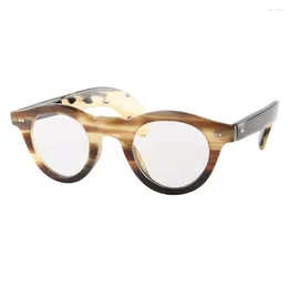 Sunglasses Frames Japanese Style Rivets Unique Handmade Round Natural Multicolor Stripes Yak Horn Glasses Eyeglasses Eyewear Frame