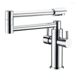 Kitchen Faucets Solid Brass 360 Rotation Swivel Chrome Finish Folding Spout Single / Two Handles And Cold Water Faucet Deck Mount