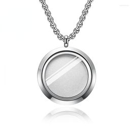 Chains Creative Stainless Steel Round Pocket Watch Pendant Titanium Memorial Necklaces For Men Gift Jewelry