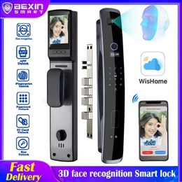 Smart Lock 3D Face Recognition WIFI APP Smart door Lock Fingerprint Biometric Card Key Digital Lock Home intelligence Door LockL231116