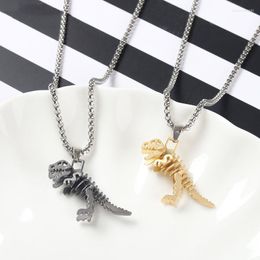 Chains Tyrannosaurus Rex Necklaces Gold Silver Colour Lovely Dinosaur Necklace For Women Men Wear Unisex Metal Gift Friends