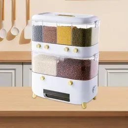 Storage Bottles Rice Bucket Moisture Proof Grain Dispenser Automatic Waterproof Sealed Cereal Separate Dry Food Container