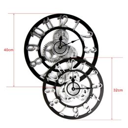 Wall Clocks Vintage Roman Clock Retro European Gear Steampunk Home Decoration Modern Design 3D Drop Delivery Garden Decor Dhiou