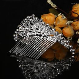 Hair Clips M2EA Stunning Bridal Wedding Rhinestone Flower Comb Clip Crown Headband Tiara