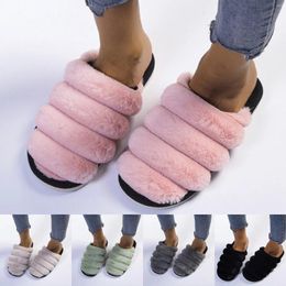 Slippers Ladies Fashion Solid Colour Closed Toe Warm H Flat Casual Cotton Clog For Women