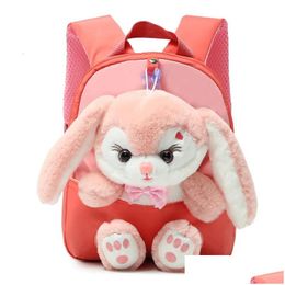 Backpacks Children Cartoon Rabbit For Girls Boys Cute Garten Schoolbag Plush Backpack Kids Baby Book Bag Animal Travel Drop Delivery Dhnih