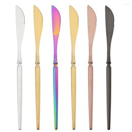 Dinnerware Sets Western 6Pcs Cutlery Set Stainless Steel Colourful Dinner Knife Gold Matter Kitchen Steak Knives Tableware