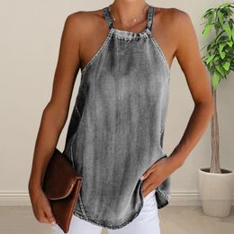 Women's Blouses Stylish Women Halter Tank Top Breathable Denim Summer Ladies Womenswear