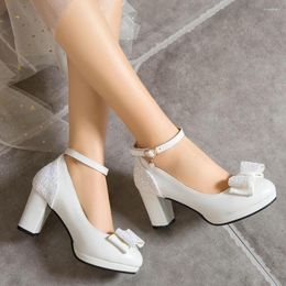Dress Shoes 2023 For Dropship Chic Lovely Platform Comfy Walk Lady Ankle Strap Pumps Sweet Block High Heels Summer Women