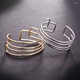 Bangle Arrival Punk Gold Silver Color Metal Bangles For Women 2023 Vintage Geometric Open Cuff Bracelets Pulsera Mujer