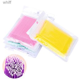 Cotton Swab 100Pcs Eyelash Brushes Cotton Swab Micro Eyelashes Microbrush Removing Cleaning Lash Extension Supplies Makeup ToolsL231116