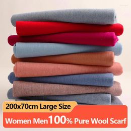 Scarves Solid Real Wool Scarf With Tassel Women Winter Warm Shawls And Wraps Ladies Cashmere Thick Foulard Femme