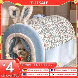 kennels pens Pet Dog Bed Cosy Cat Mat Removable Washable Pet Cat Dog House Nest Warm Winter Deep Sleep Tent For Small Medium Large Pet Dogs 231116