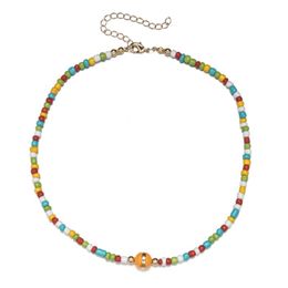 Choker Chokers Korean Fashion Sweets Female Necklace Colourful Seed Beads Boho Beaded Clavicle Necklaces For Women Girls Jewellery Wholesale