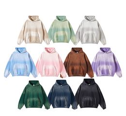 Solid Colour Hoodie Blank Padded Thickened 360g Spray Dye Aged Hooded Sweatshirt Unisex Simple Fashion
