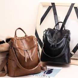 School Bags Women Backpack Korean Version 2023 Autumn And Winter Fashion Dual-use Leisure Tide Female Wild PU Leather Shoulder