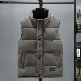 Mens Vests Warm Thick Vest Jacket for Winter Cotton Padded Sleeveless Men Stand Collar Oversized Waistcoat Male 5XL 231116