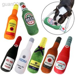 Dog Toys Interactive dog toy champagne bottle shape pet toy plush filled vodka toy squeeze bite resistant pet product whiskey 231116