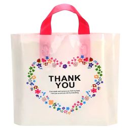 Beige Thank You Plastic Bag Christmas Gift Wrap Bag Shopping Large Capacity Tote Bags 50pcs/lot BJ