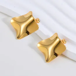 Stud Earrings Personalised Stainless Steel Square Rhombus Crease Earring For Women Geometry Ear Jewellery Accessory Girl Aretes De Mujer