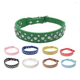 Dog Collars M Size Glitter Rhinestone Puppy Cat Adjustableleather For Small Medium Dogs Cats Chihuahua Pu