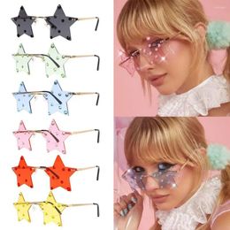 Sunglasses Rimless Star Shape Trendy Pentagram Sun Glasses Women Men Funny Festivals Street Pography Shades Eyewear