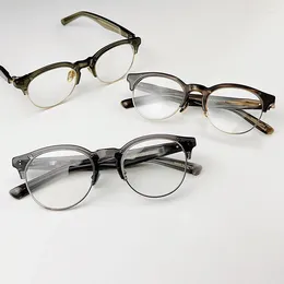 Sunglasses Frames Japanese Half Round Acetate Glasses Frame Men Women Vintage Optical Eyeglasses Handmade Thick Prescription Reading Eyewear