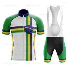 Racing Sets Brazil Team Cycling Jersey Set Men Summer Breathable MTB Bike Clothes Uniform Bicycle Clothing Suit Maillot Ropa Ciclismo Hombre