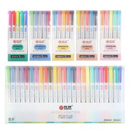 Höjare 25 färger/låda Highlighter Pen Fluorescerande markörer Double Headed Highlighters Art Marker Art Supply Japanese Stationery 231116