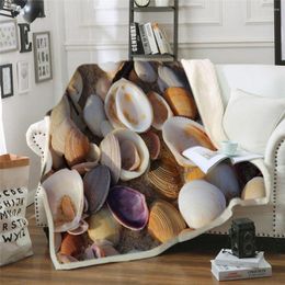 Blankets Sunlight Beach Shell Starfish Cashmere Blanket Kid Girl Sofa Soft Plush Bedspreads Quilt Drop Ship