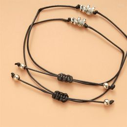 Link Bracelets 2Pcs Card Set European And American Accessories Elephant Wax Rope Adjustable Friendship Hand