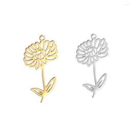 Charms Stainless Steel 5pcs/Lot Chrysanthemum Earrings Bracelets For Jewelry Making Whoesale Flowers Necklace Pendants Accessory