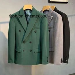 Men's Suits Dress Korean Slim Fit Men Wear Double Breasted Suit Coat Business Leisure Youth Small Fashion Single Western