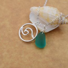 Chains SanLan Minimalist Wave Pendant Sea Glass Jewellery Ocean Necklace