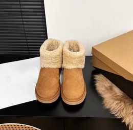 Martin Boots Car Padas Boots Casual Shoes Snow Ankle Boots Full Grain Suede Leather Elastic Platform Women's Outdoor 35-40