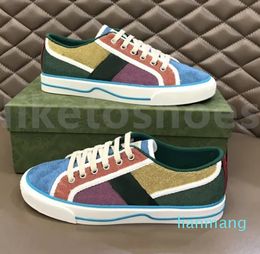 Luxury Designers Shoes Bright Colors Multicolor Skate Shoe Italy Green and Red Tennis Canvas Casual Sneakers