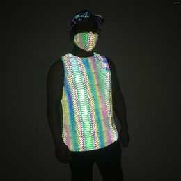 Men's Tank Tops Holographic Reflective "Snake Pattern" Men's Top Hip Hop Sleeveless Shirt