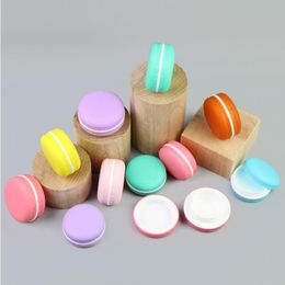 Macaron 5g Portable Plastic Cosmetic Empty Jars Pink/Yellow/Green Bottles with Lid Eyeshadow Makeup Cream Lip Balm Container Potshigh q Snwr