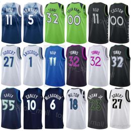 Printed Man Youth Basketball City Mike Conley Jerseys 10 Shake Milton 18 Troy Brown Jr 23 Jaden McDaniels 3 Luka Garza 55 Association Icon Navy Blue White Black Green