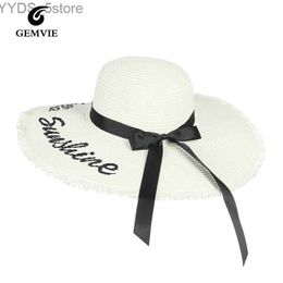 Wide Brim Hats Bucket Hats 2022 New Simple Wide Brim Girls Str Hat With Letters Sun Hat Beach Women Summer Hat Protect Travel Cap Lady Cap Female YQ231116