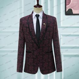 Men's Suits Men's Suit Blazer For Male Dark Red Coat Lapel Single Breasted Smart Casual Business Groom Jacket Spring One Piece Slim Fit