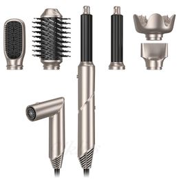 Hair Dryers Professional Air Brush 6 In 1 Dryer Foldable Blow Interchangeable Brushing Head Styling Curling Wand 230829 Drop Delivery Dhj2V