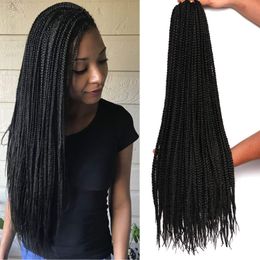 Box Braid Crochet Hair Box Braids Hair Pre-Stretched Mambo Twist Crochet Braiding Pre Looped Hair Extensions Goddess Braids