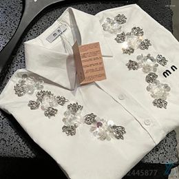 Women's T Shirts Spring Diamond Shirt Fashion Style White Long Sleeved