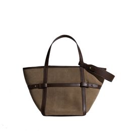 Borsa a secchiello tote in pelle vintage autunno-inverno Borsa a tracolla ad alta capacità in pelle bovina intrecciata