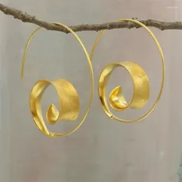 Hoop Earrings 2023 Gypsy Curl Metal For Women Jewellery Tribal Gold Colour Hollow Spiral Winding Hanging Dangle Gifts