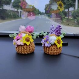 Decorative Flowers Hand-Knitted Basket Of Potted Artificial Plants Bonsai Original Gifts For Cute Room Home Table Decorations Car Ornaments